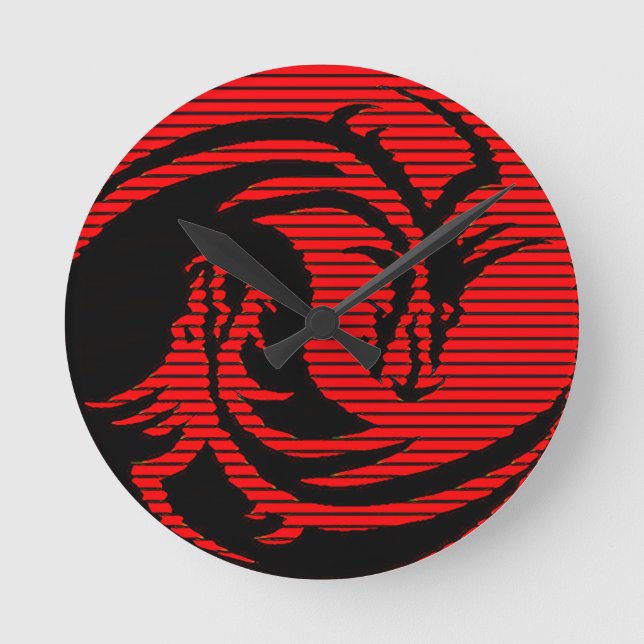 Red dragon round clock (Front)