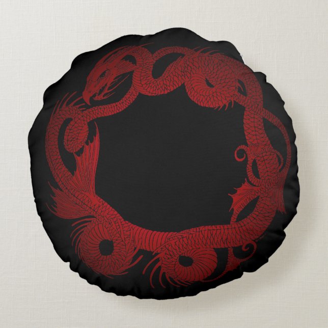 Red Dragon Round Pillow (Back)