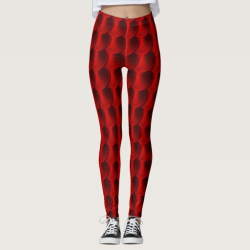 Red Dragon Scale Cosplay Leggings