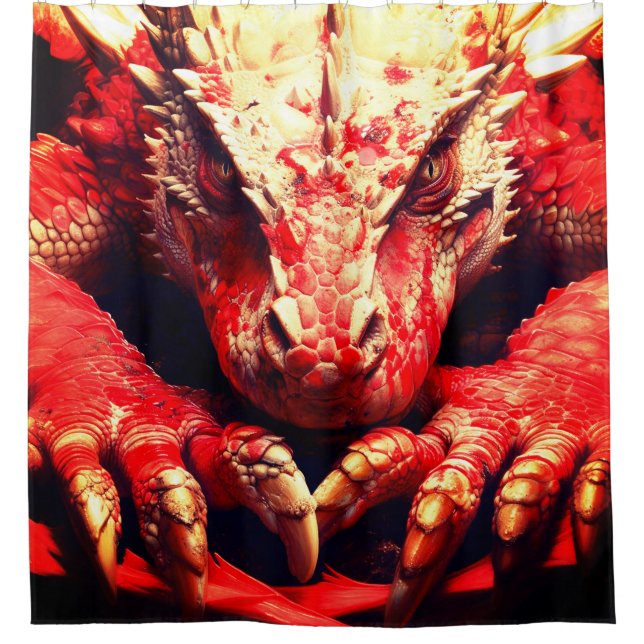 Red Dragon Shower Curtain (Front)
