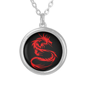 Red Dragon Silver Plated Necklace