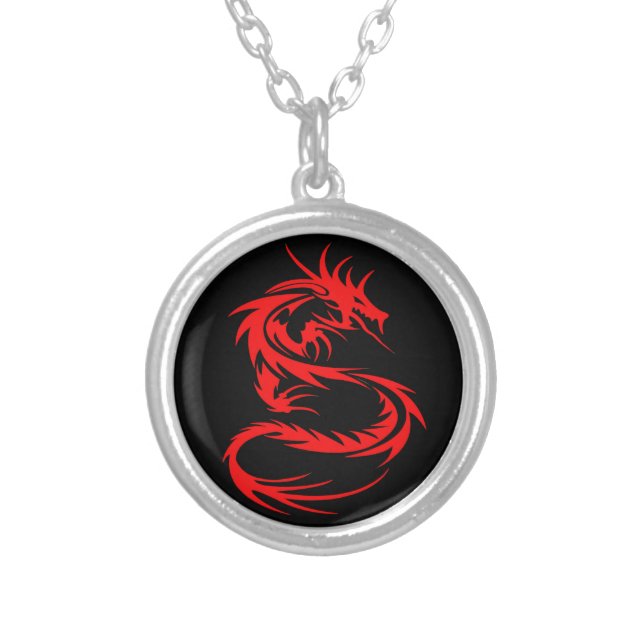 Red Dragon  Silver Plated Necklace (Front)