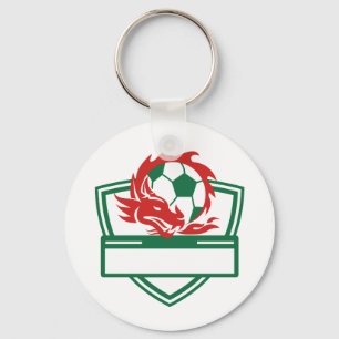 Red Dragon Soccer Ball Crest Keychain