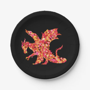 Red Dragon Splattered Paint Paper Plates