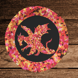 Red Dragon Splattered Paint Paper Plates