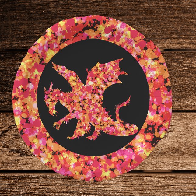 Red Dragon Splattered Paint Paper Plates (Creator Uploaded)