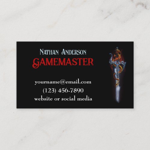 Red Dragon Sword Fantasy Business Card