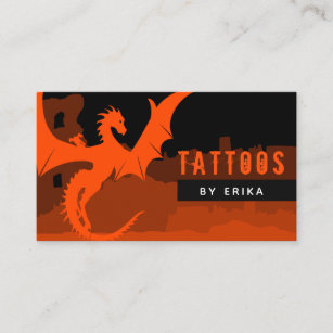 Red Dragon Tattoo Artist Social Media Modern Black Business Card