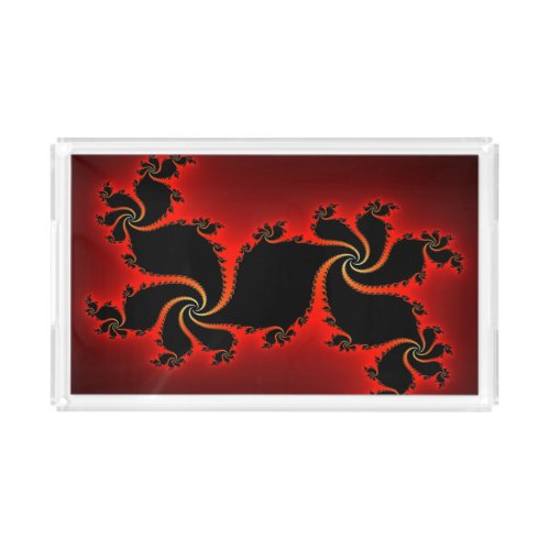 Red Dragon_themed Fractal Artistic Pattern Acrylic Tray