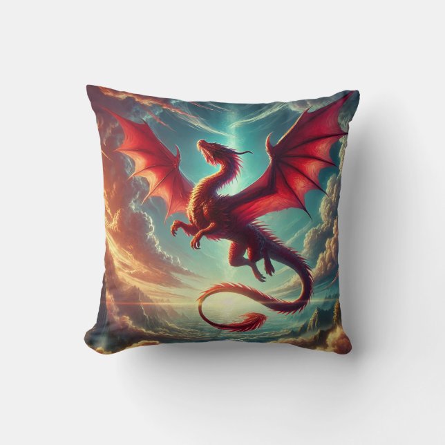 Red Dragon Throw Pillow (Front)