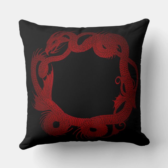Red Dragon Throw Pillow (Back)