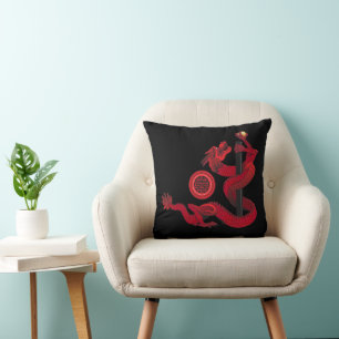 Red Dragon Throw Pillow
