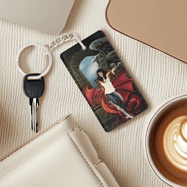 Red Dragon urban Fantasy Business Log Keychain (Creator Uploaded)