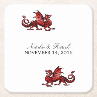 Red Dragon Wedding Paper Coasters