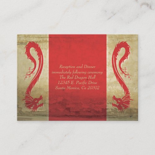 Red Dragon Wedding  Reception Card and Directions