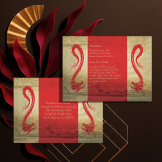 Red Dragon Wedding  Reception Card and Directions