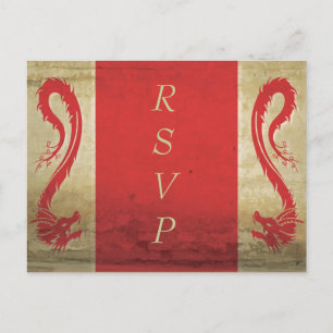 Red Dragon Wedding RSVP Postcard