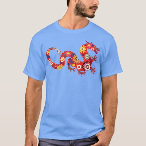 Red dragon with flowers T_Shirt