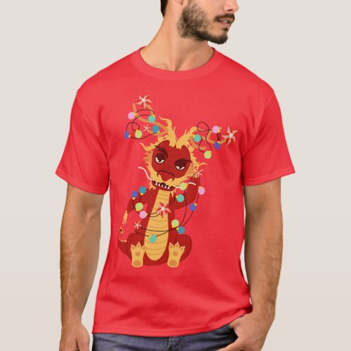 Red dragon with garland T_Shirt