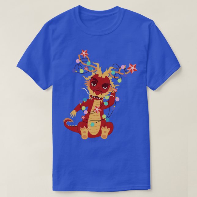 Red dragon with garland T-Shirt (Design Front)