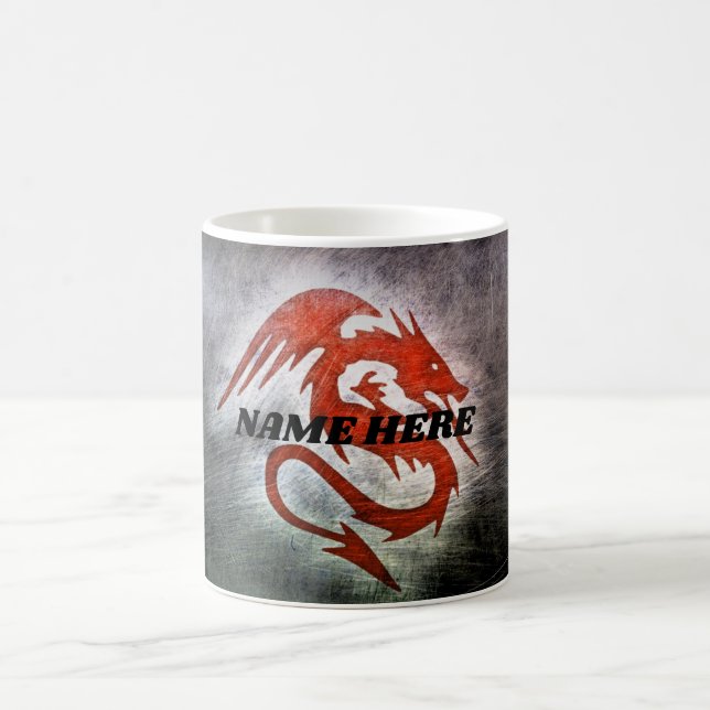 Red dragon with name coffee mug (Center)
