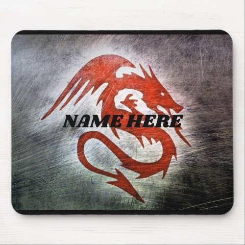 Red dragon with name mouse pad