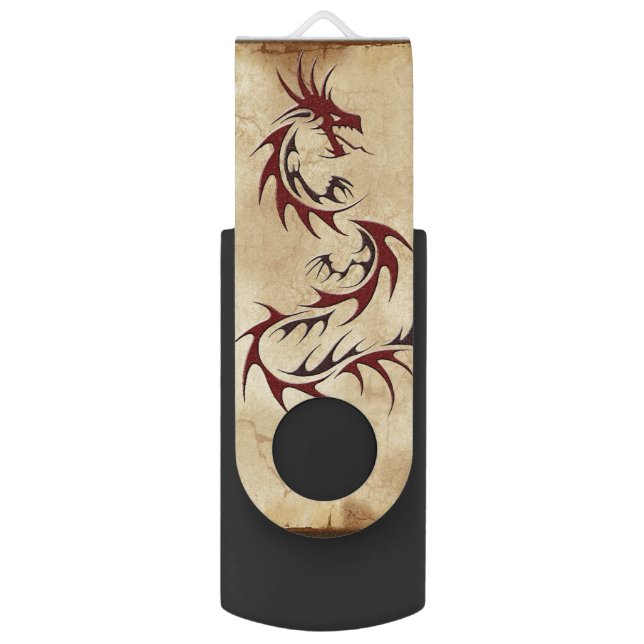 RED DRAGON YEAR OF THE DRAGON Asian Flash Drive (Front Vertical)