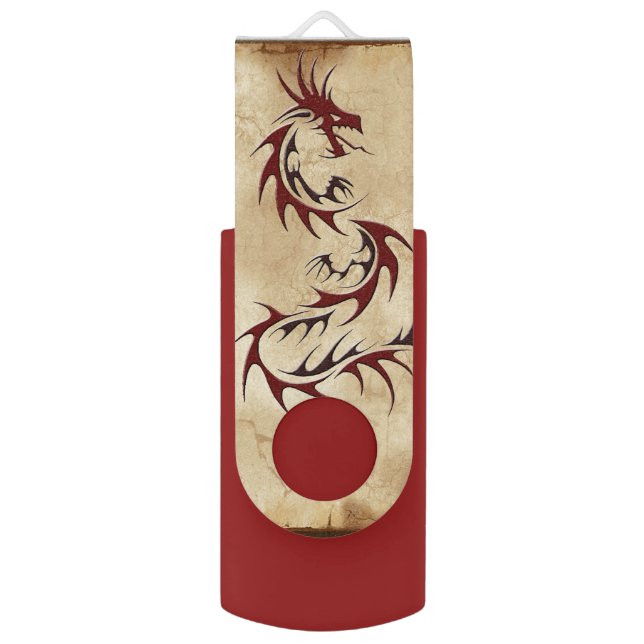 RED DRAGON YEAR OF THE DRAGON Asian Flash Drive (Front Vertical)