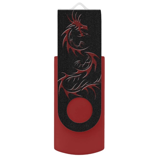 RED DRAGON YEAR OF THE DRAGON Asian USB Flash Drive (Back (Vertical))