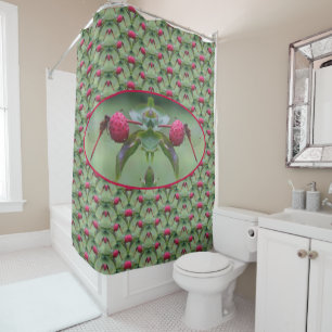 Red Dragonfly Abstract Pattern Shower Curtain