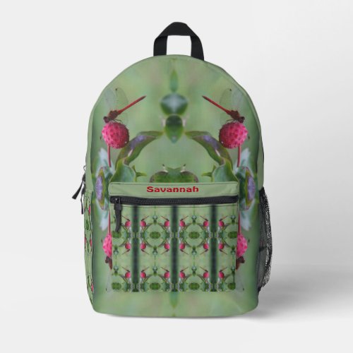 Red Dragonfly Abstract Personalized Printed Backpack