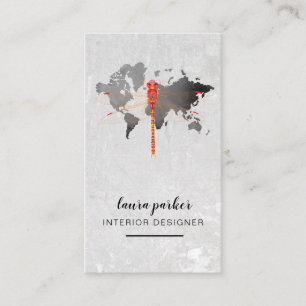 Red Dragonfly Creative Designer World Map Business Card