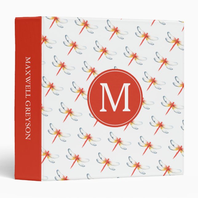 Red Dragonfly Custom 3 Ring Binder (Front/Spine)