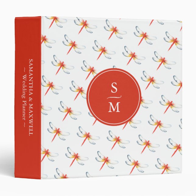 Red Dragonfly Custom Wedding Planning Binder (Front/Spine)