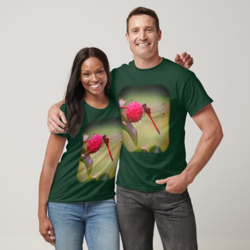 Red Dragonfly Dogwood Fruit Nature  T_Shirt