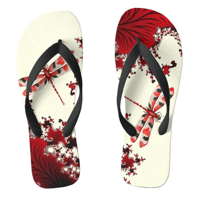 Red Dragonfly Flip Flops (Footbed)