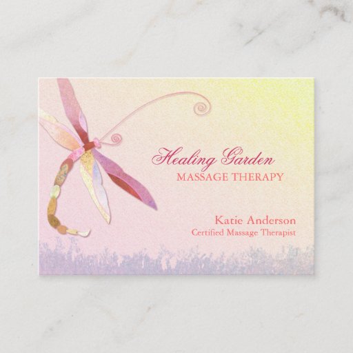 Customizable Red Dragonfly Massage Therapist Business Cards
