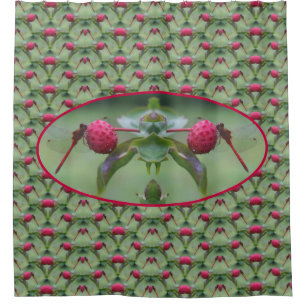 Red Dragonfly Nature Art Pattern Shower Curtain