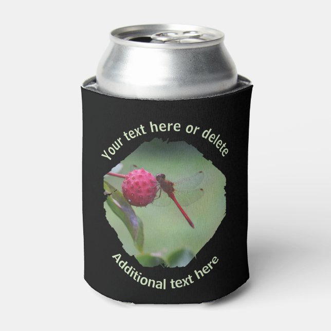 Red Dragonfly Nature Personalized  Can Cooler (Can Front)