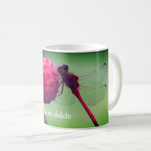 Red Dragonfly Nature Personalized Coffee Mug (Front Right)