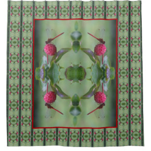 Red Dragonfly On Dogwood Fruit Nature Art Shower Curtain