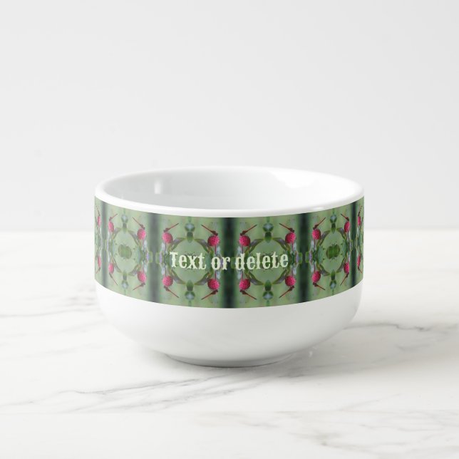 Red Dragonfly On Dogwood Fruit Personalized Soup Mug (Front)