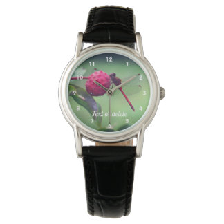 Red Dragonfly On Dogwood Fruit Personalized Watch