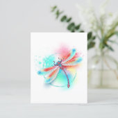 Red dragonfly on watercolor background (Standing Front)