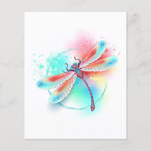 Red dragonfly on watercolor background (Front)