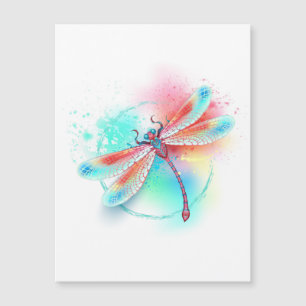 Red dragonfly on watercolor background
