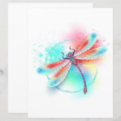 Red dragonfly on watercolor background (Front/Back)