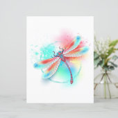 Red dragonfly on watercolor background (Standing Front)