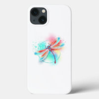 Red dragonfly on watercolor background