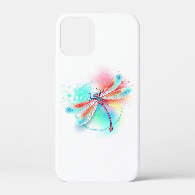 Red dragonfly on watercolor background Case-Mate iPhone case (Back)